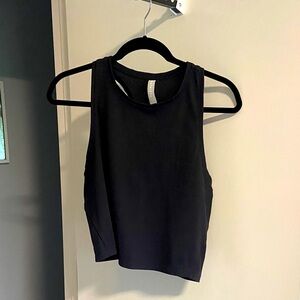 Athleta Shanti Crop Rib Tank Top, Black, Size Large